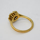 9ct Yellow Gold, Opal & Ruby Set Floral Cluster Ring Antique c1970 Birmingham