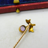 Victorian 9ct Gold, Seed Pearl & Amethyst Floral Wreath Stick Pin c1890 Antique