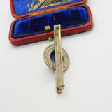 Sterling Silver Cabochon Bulls Eye Agate Taxco Style Bar Brooch Vintage c1970