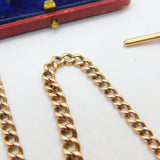 Edwardian 9ct Rose Gold Graduating Albert Curb Watch Chain c1910 Antique
