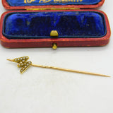 Victorian 15ct Yellow Gold Seed Pearl Set 'W' Initial Stick Pin Antique c1890