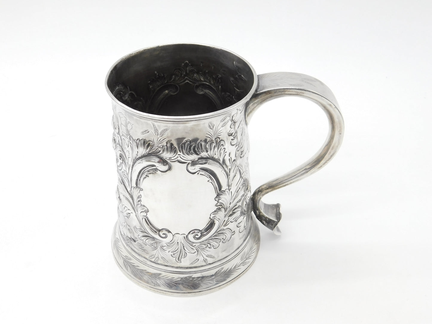 George III Large Sterling Silver Floral Quart Tankard 1766 London John Moore