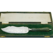 Irish Sterling Silver & Connemara Marble Handled Boxed Cake Slice Vintage Dublin