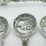 Victorian Sterling Silver Roman Coin & Apostle Teaspoons & Tongs Set 1888 London