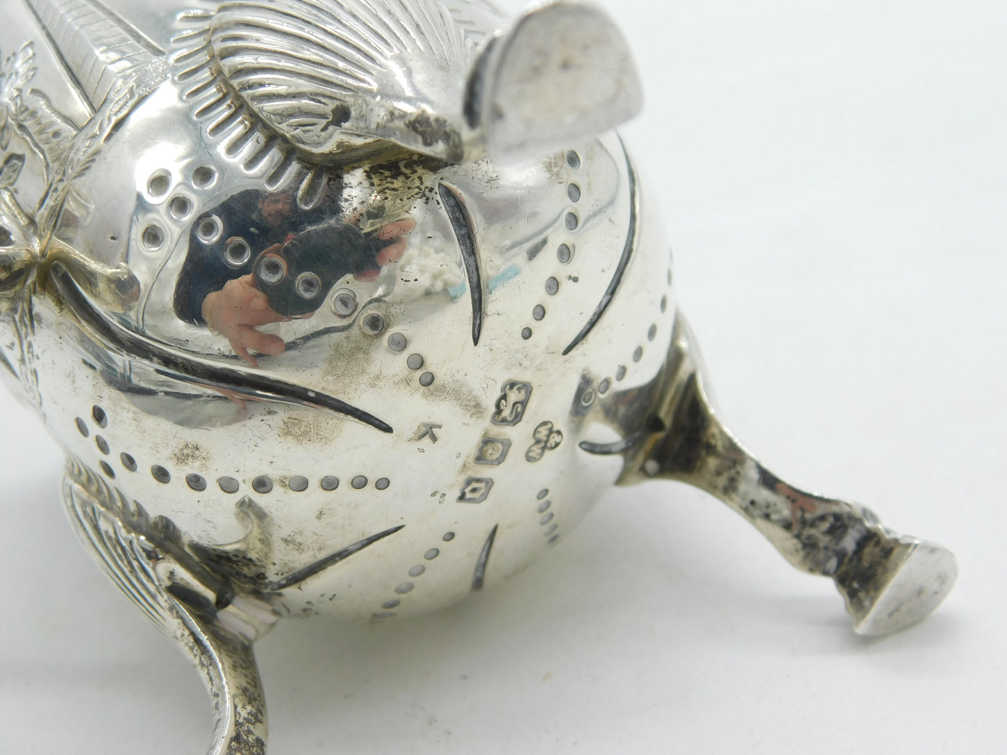 Sterling Silver Countryside Pattern Cows & Birds Cream Jug Antique 1928 London