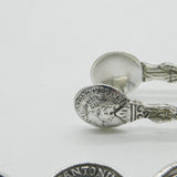 Victorian Sterling Silver Roman Coin & Apostle Teaspoons & Tongs Set 1888 London