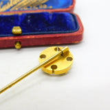18ct Yellow Gold Almandine Garnet Set Canterbury Cross Stick Pin c1860 Antique