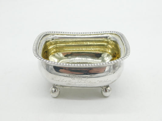 George III Sterling Silver Presentation Salt Cellar Sheep Interest Antique 1814