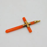 George III 15ct Yellow Gold & Carved Red Coral Cross Pendant Antique c1820
