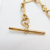 Edwardian 9ct Yellow Gold Trombone Link Albert Watch Chain Antique c1910
