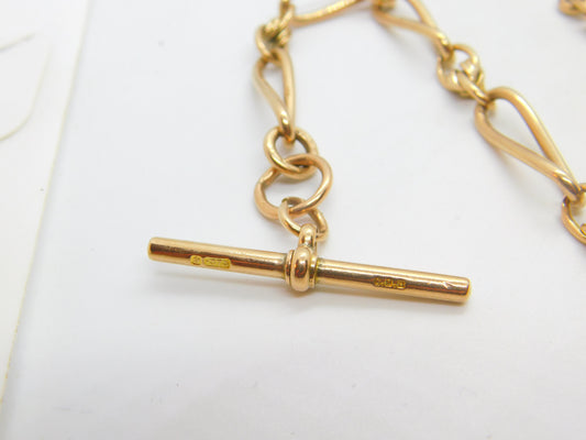 Edwardian 9ct Yellow Gold Trombone Link Albert Watch Chain Antique c1910