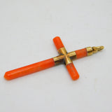 George III 15ct Yellow Gold & Carved Red Coral Cross Pendant Antique c1820