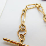 Edwardian 9ct Yellow Gold Trombone Link Albert Watch Chain Antique c1910