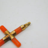 George III 15ct Yellow Gold & Carved Red Coral Cross Pendant Antique c1820