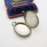 Victorian Sterling Silver Back & Front Aesthetic Stork Locket Antique c1880