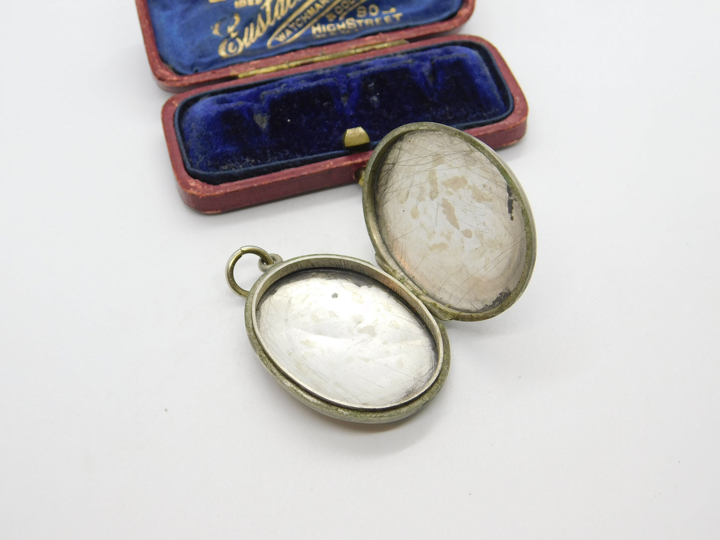 Victorian Sterling Silver Back & Front Aesthetic Stork Locket Antique c1880