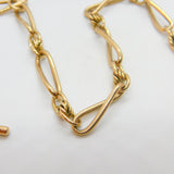 Edwardian 9ct Yellow Gold Trombone Link Albert Watch Chain Antique c1910
