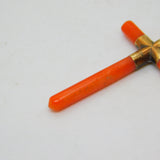 George III 15ct Yellow Gold & Carved Red Coral Cross Pendant Antique c1820