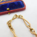 Edwardian 9ct Yellow Gold Trombone Link Albert Watch Chain Antique c1910