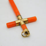 George III 15ct Yellow Gold & Carved Red Coral Cross Pendant Antique c1820