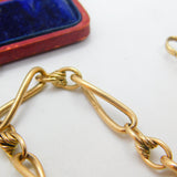Edwardian 9ct Yellow Gold Trombone Link Albert Watch Chain Antique c1910