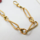 Edwardian 9ct Yellow Gold Trombone Link Albert Watch Chain Antique c1910