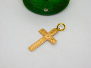 Edwardian 9ct Yellow Gold Floral Pattern Cross Pendant Antique c1910