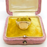 9ct Yellow Gold Essential Gents Signet Ring Vintage 1971 Birmingham Size V UK