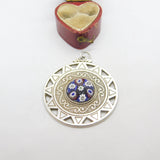 Caithness Jewellery Scottish Sterling Silver Millefiori Glass Pendant 1975