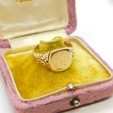 9ct Yellow Gold Essential Gents Signet Ring Vintage 1971 Birmingham Size V UK