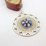 Caithness Jewellery Scottish Sterling Silver Millefiori Glass Pendant 1975