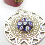 Caithness Jewellery Scottish Sterling Silver Millefiori Glass Pendant 1975