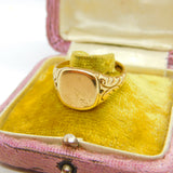 9ct Yellow Gold Essential Gents Signet Ring Vintage 1971 Birmingham Size V UK