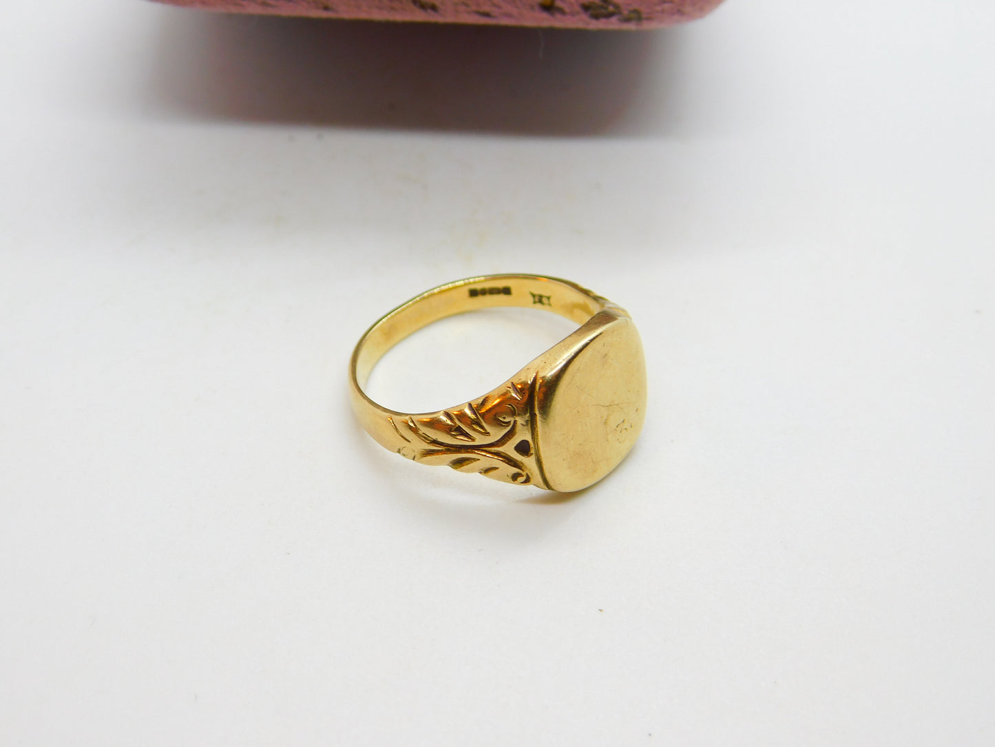 9ct Yellow Gold Essential Gents Signet Ring Vintage 1971 Birmingham Size V UK