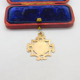 9ct Rose Gold Floral Watch Chain Fob Medal Blank 1912 Chester Antique