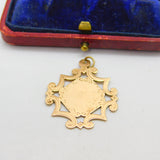 9ct Rose Gold Floral Watch Chain Fob Medal Blank 1912 Chester Antique