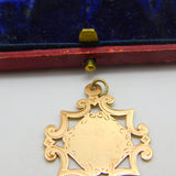9ct Rose Gold Floral Watch Chain Fob Medal Blank 1912 Chester Antique