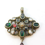 19th Century Austro-Hungarian Silver, Garnet, Pearl Lavalier Pendant Antique c1860