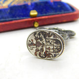 Medieval Sterling Silver Heraldic Coat of Arms Seal Fob Stamp 16th Century