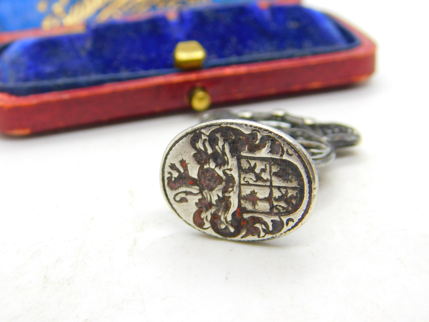 Medieval Sterling Silver Heraldic Coat of Arms Seal Fob Stamp 16th Century