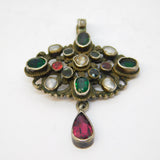 19th Century Austro-Hungarian Silver, Garnet, Pearl Lavalier Pendant Antique c1860