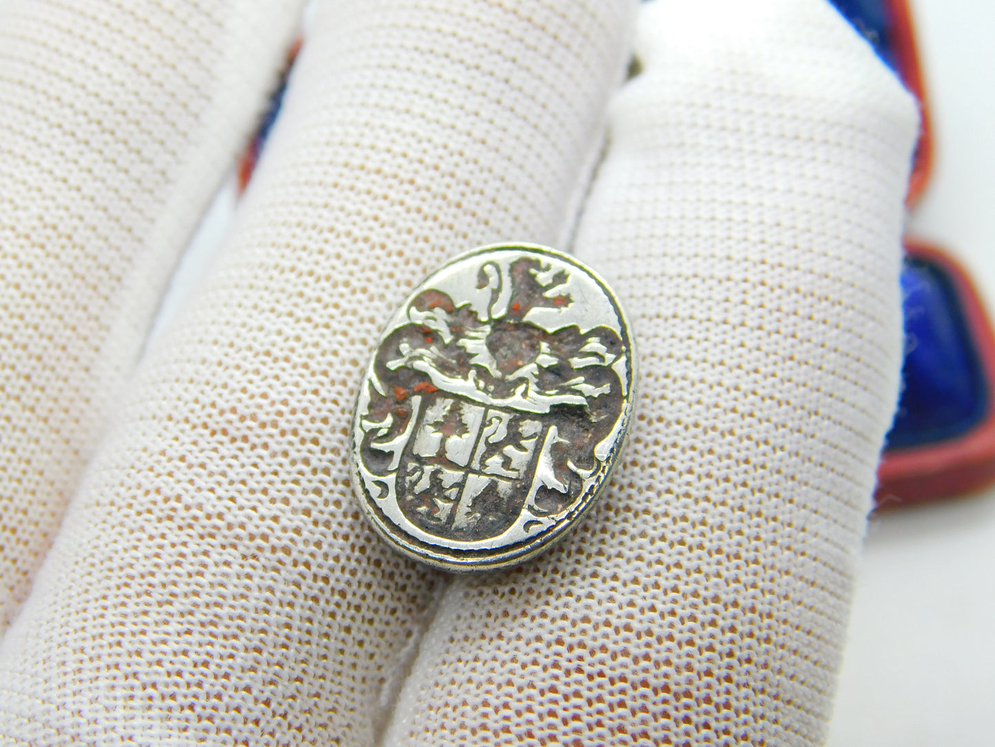 Medieval Sterling Silver Heraldic Coat of Arms Seal Fob Stamp 16th Century