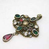 19th Century Austro-Hungarian Silver, Garnet, Pearl Lavalier Pendant Antique c1860