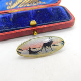 Norwegian Guilloche Enamel Midnight Sun Brooch Aksel Holmsen Sterling Silver