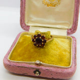 9ct Yellow Gold Bohemian Garnet Cluster Vintage 1994 Birmingham Size O UK