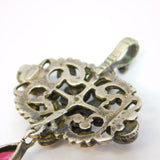 19th Century Austro-Hungarian Silver, Garnet, Pearl Lavalier Pendant Antique c1860