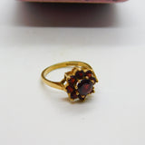 9ct Yellow Gold Bohemian Garnet Cluster Vintage 1994 Birmingham Size O UK