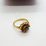 9ct Yellow Gold Bohemian Garnet Cluster Vintage 1994 Birmingham Size O UK