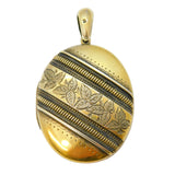 Victorian Sterling Silver Gilt Ivy Leaf Sweetheart Locket Pendant Antique 1881