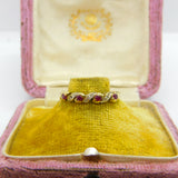 9ct Yellow Gold, Diamond & Ruby Crossover Ring Vintage c1990 Birmingham